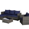 Outdoor Sofa Set, 6 Pcs Furniture Set, Wicker Sofa With Cushions,  L- Shaped Sofa, Detachable Lounger and Coffee Table -Coolbibila - 4 of 4