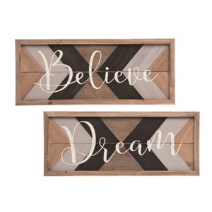 Transpac MDF Framed Rustic Pattern Wall Decor Set of 2 Spring Home Decorations - 1 of 1