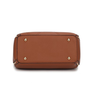 MKF Collection Structured Dome Satchel Crossbody Bag Geometric Stitching, Clementine | MKF Collection by Mia K - Brown — фото 8
