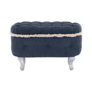 Gulches Blue Faux Fur Storage Bench - Plush Comfort with Safety Hinge & Metal Feet, Multifunctional Seating & Storage for Bedroom End - 1 of 4