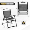 Costway Patio Folding Dining Chairs Set of 4 with Cozy Seat Fabric & Heavy-Duty Metal Frame Grey - 3 of 4