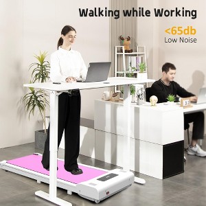 HFYee Walking Pad 265 LB Capacity with LED Display and 2.5 Silent Motor, Foldable Design Under Desk Treadmill for Home, 0.5 to 4 MPH, Pink - 1 of 4