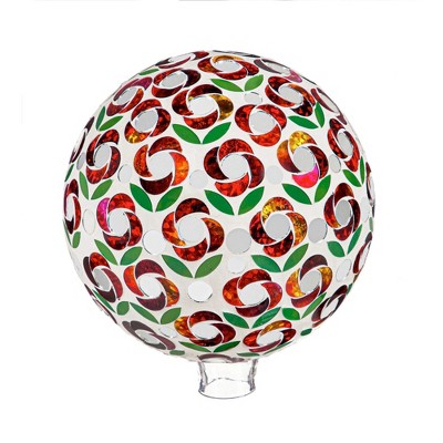 Home & Garden 11.5" Pointsettia Mosaic Gazing Ball Flower Garden Yard Decor Evergreen Enterprises Inc  -  Outdoor Sculptures And Statues