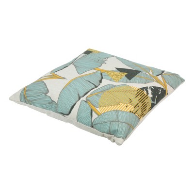 Green and Yellow Tropical Banana Leaf Square Throw Pillow