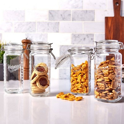 Clear Glass Mini Clamp Storage Jars Set of 4