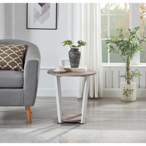 Vynxaria Elysian Contemporary Round End Table with Shelf - Stylish & Durable - 1 of 4