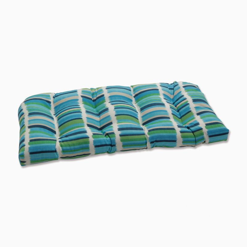 Outdoor/Indoor Wicker Loveseat Cushion Solar Stripe - Pillow Perfect, 1 of 6