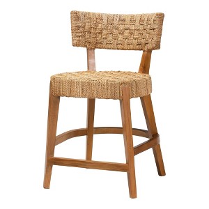 bali & pari Sabit Seagrass and Mahogany Wood Counter Stool Natural/Natural Brown - 1 of 4