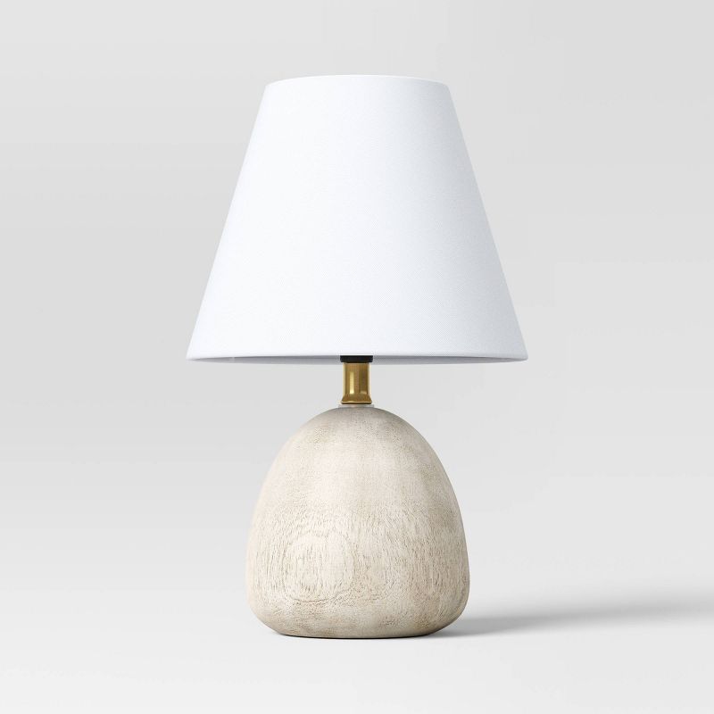 Faux Wood Mini Table Lamp White - Threshold&#8482;, 1 of 12
