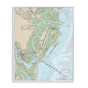 Stupell Industries Traditional St. Simons Island Nautical Map Blue Green, 20" x 16" - 1 of 4