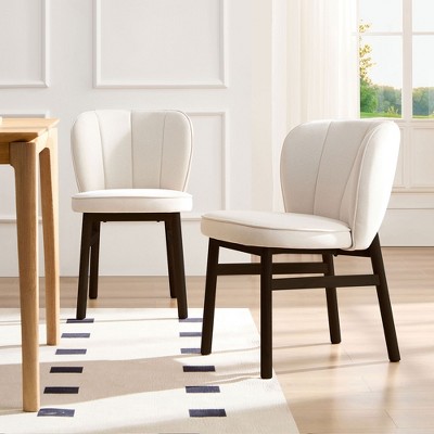 GDFStudio Malcolm Modern Solid Wood and Fabric Upholstered Dining Chairs(Set of 2)