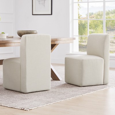 Spruce&Spring Upholstered Dining Chairs with Casters Set of 2