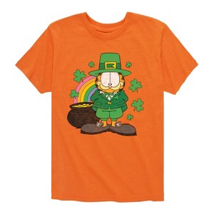 Boys' - Garfield - Rainbow Shamrocks Short Sleeve Graphic T-Shirt - 1 of 4