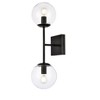 Elegant Lighting Neri 2 lights black and clear glass wall sconce - 3 of 4