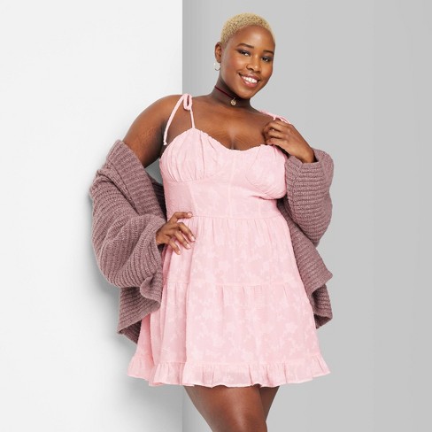 Women's Sleeveless Satin Floral Fit & Flare Mini Dress - Wild Fable™ Blush  Xxl : Target