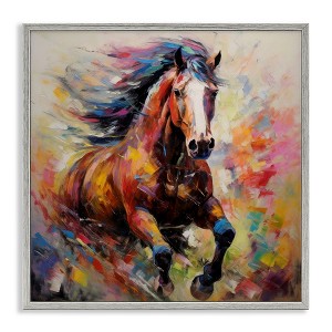 Stupell Industries Vivid Horse Galloping Framed Giclee Art, Gray, 24" x 24" - 1 of 4