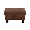 DOMETOUR Brown Flannel Storage Ottoman for Living Room or Bedroom - 4 of 4