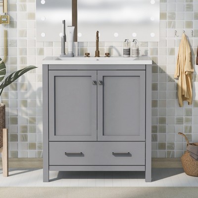 24 Bathroom Vanity With Top Sink And 2 Drawers, Blue - Modernluxe : Target