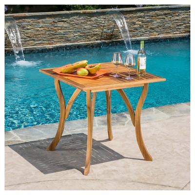 Hermosa 31.5" Square Teak Finish Acacia Wood Outdoor Table
