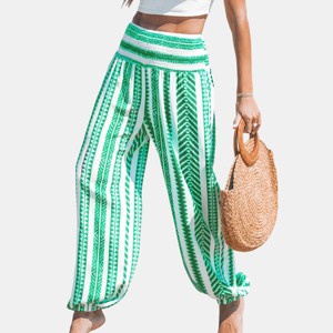 Women's Geo Smocked Waist Tapered Leg Pants - Cupshe - 1 of 4