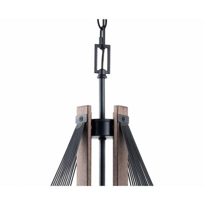 Zenith Black and Wood 24" Modern Pendant Light with LED Bulbs