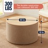Ornavo Home Large 22" Inch Round Coffee Table Storage Ottoman - 2 of 4