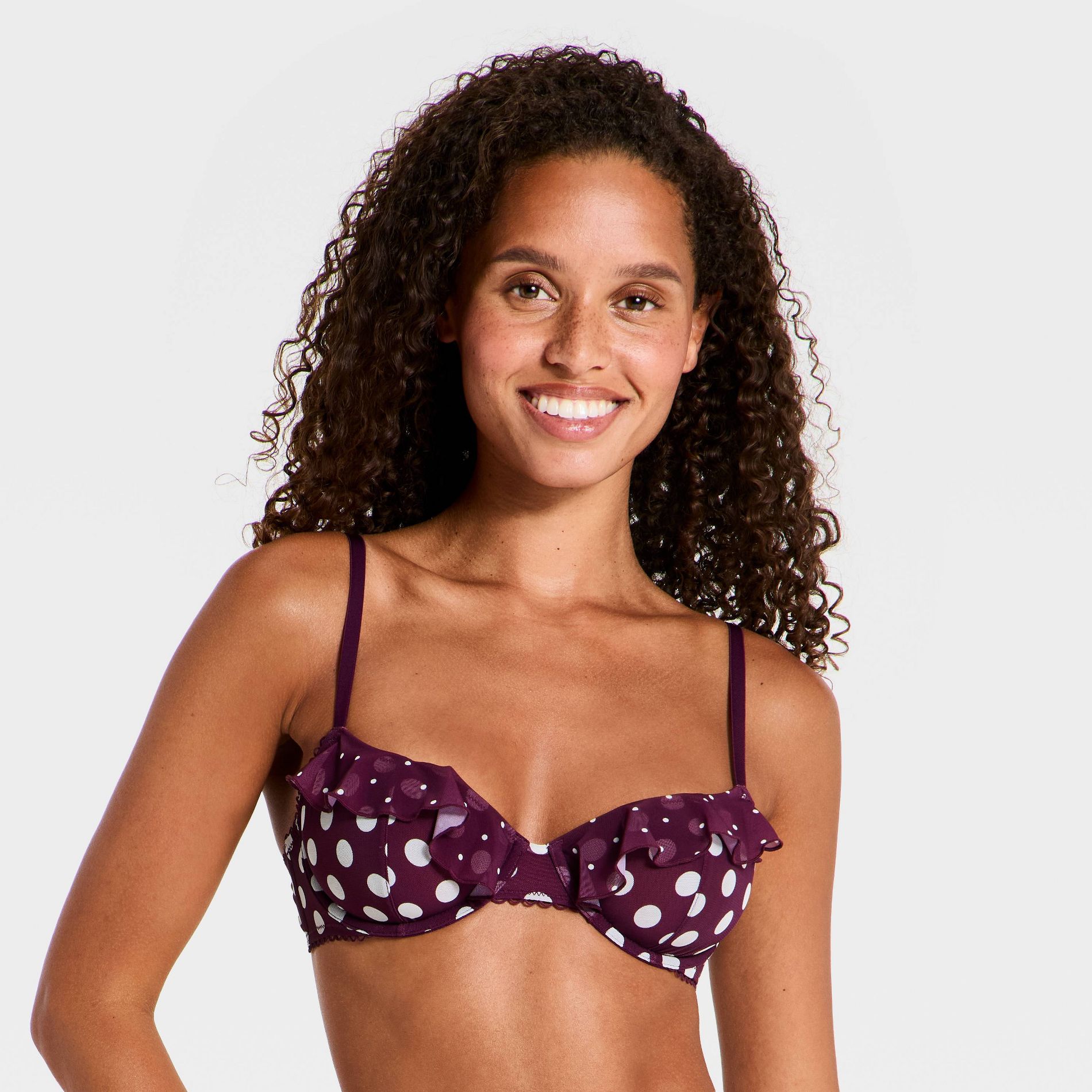 Women's Mesh Ruffle Bra Top - Wild Fable™ Purple L