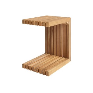 Decksplore 16" Teak Outdoor C Shaped Side Table - 1 of 4