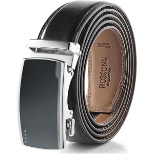 Roxoni Men's Genuine Leather Ratchet Dress Belt with Automatic Double Gloss Buckle, Enclosed in an Elegant Gift Box - 1 of 4