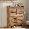 Farmhouse Shoe Cabinet with 2 Flip Down Drawers & 2 Hooks,  Narrow Wood Hallway Cabinet for Small Spaces, Apartments, - 4 of 4