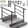 Handrails for Outdoor Steps, Black Wrought Iron Stair Handrail with Installation Kit, Metal Porch Railing - 2 of 4