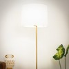 Zenith Offset Brass Base Floor Lamp with Drum-shaped Linen Shade - 3 of 4