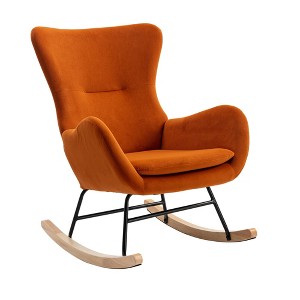 NicBex Teddy Fabric Glider Rocking Chair,Upholstered Nursery Rocking Chairs with High Backrest and Armrests,Nursing Chair for Bedroom - 1 of 4