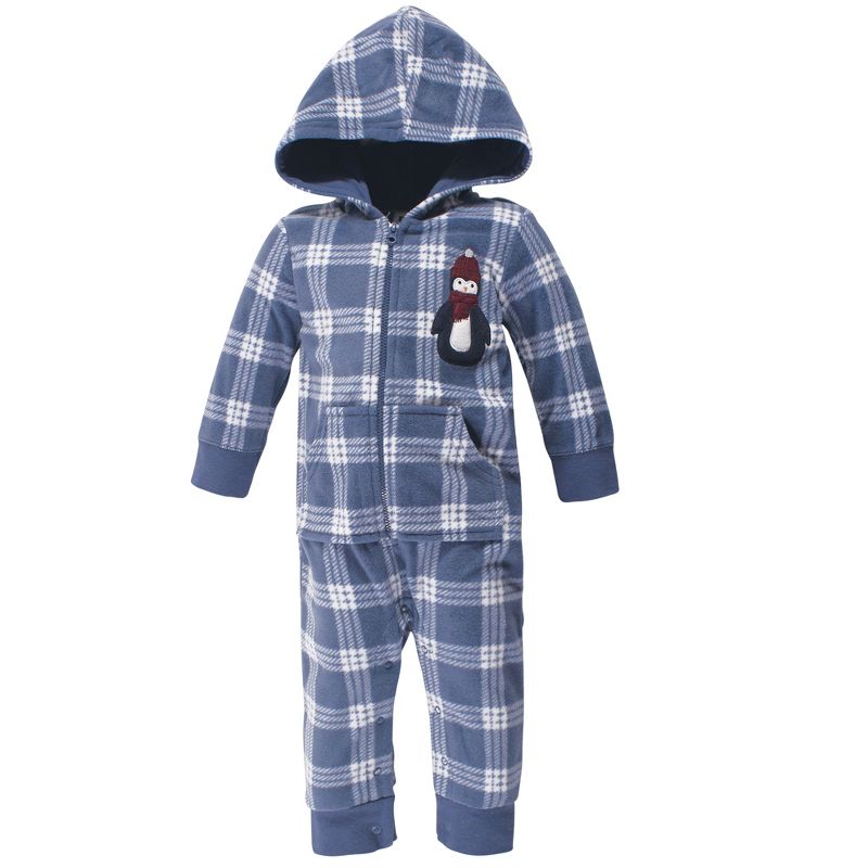 Hudson Baby Infant Boy Fleece Jumpsuits, Coveralls, and Playsuits 2pk, Blue Penguin, 4 of 5