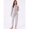 INSPIRE CHIC Women's Pajama Set Fleece Flannel Long Sleeve Notched Collar Tops with Pockets Pants Loungewear Sleepwear - 3 of 4
