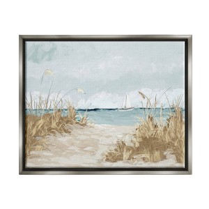 Stupell Industries Sandy Beach Walkway Distant Sailboats Floating SeaFloater Canvas Wall Art - 1 of 4