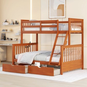 Twin Over Full Bunk Bed with Storage Drawers & Convertible Solid Wood Frame, Space-Saving for Kids or Teens-3irtyhousy - 1 of 4