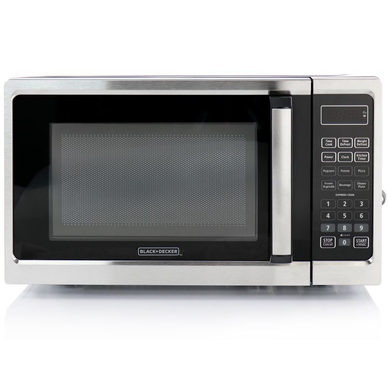 Black + Decker 0.9 Cu Ft 900W Digital Microwave Oven With Turntable in Stainless Steel, 2 of 7