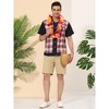 INSPIRE CHIC Men's Short Sleeves Button Color Block Patchwork Plaid Shirts - 3 of 4