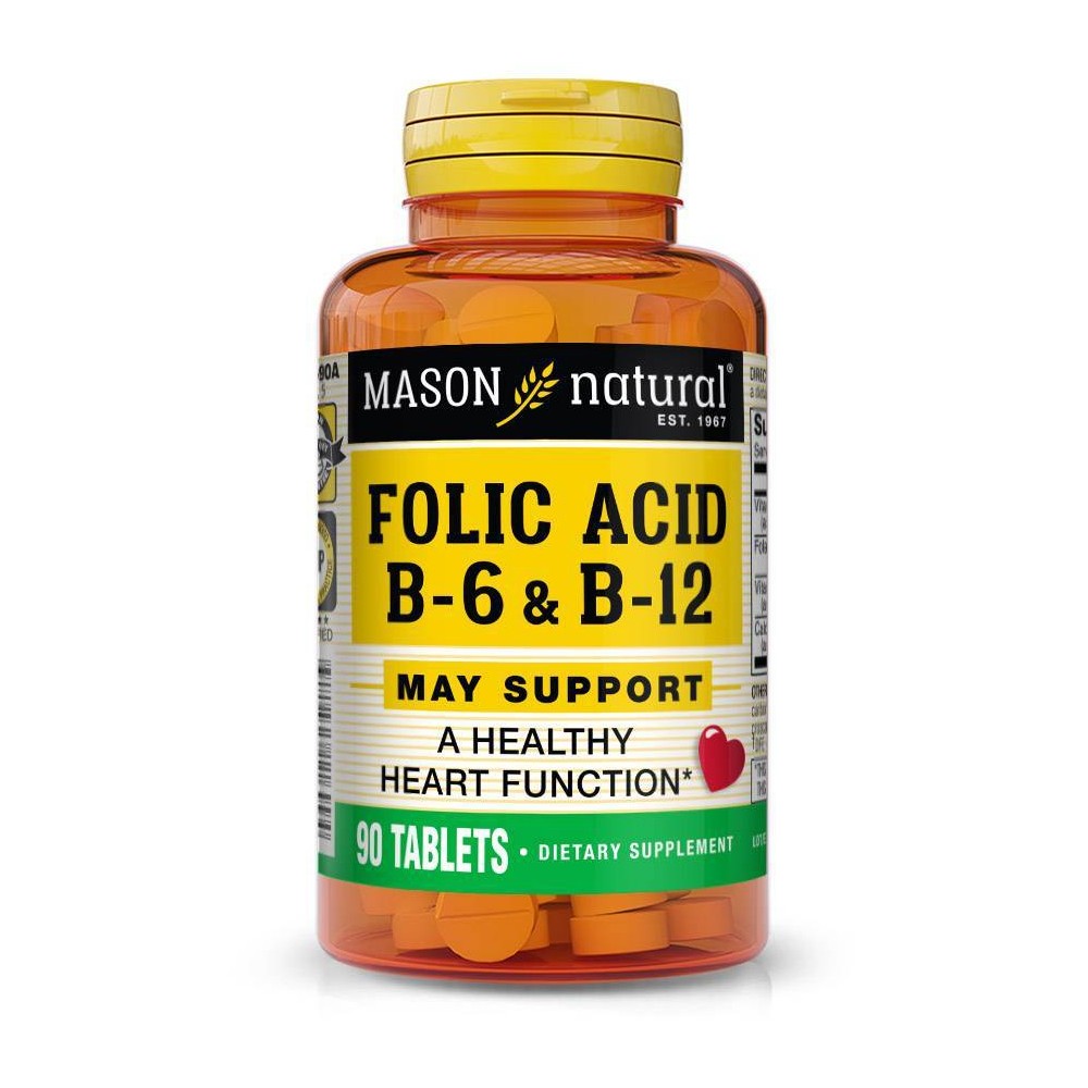 Photos - Vitamins & Minerals Mason Natural Folic Acid Tablets with B6 and B12 - 90ct 