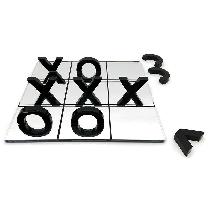 OnDisplay 3D Luxe Acrylic Mirrored Effect Tic Tac Toe Game Set, Black, 4 of 7