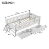 Twin Size Wood Platform Bed with Guardrail and 2 Drawers, White/Pink-ModernLuxe - 4 of 4
