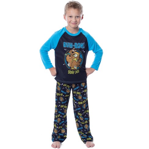 Scooby-Doo Boys' Scooby Shaggy Ruh-Roh! Raglan Sleep Pajama Set (14/16) Blue