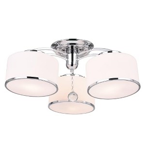 CWI Lighting Frosted 3 Light Drum Shade Flush Mount With Chrome Finish - 1 of 4