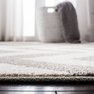 Reversible Chevron Dark Grey/Beige Hand-Knotted 3' x 5' Area Rug