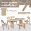 6-Piece Solid Wood Dining Set with Oval Trestle Table, 4 Rattan Chairs & 1 Bench, Available in Brown or Natural Finish-Cuddlewood - 2 of 4