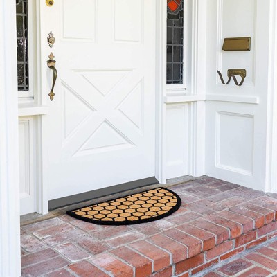 Natural Coir Semi-Circle Honeycomb Outdoor Welcome Mat