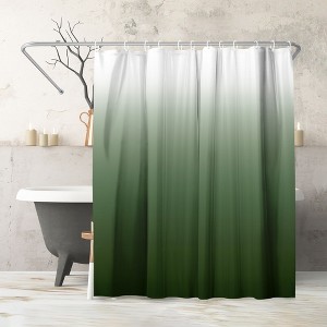 Americanflat 71x74 Green Ombre Shower Curtain - 100% Polyester Curtain - Water-Resistant with Metal Grommets and 12 Rings - Gradient Shower Curtains - 1 of 4