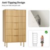 Fluted Wood Dresser 5 Drawers Dresser for Bedroom, Modern Chest of Drawers, Tall Brown Dresser with Gold Handle - 3 of 4