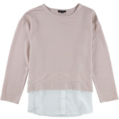 Alfani Womens Layered-Look Colorblocked Pullover Blouse